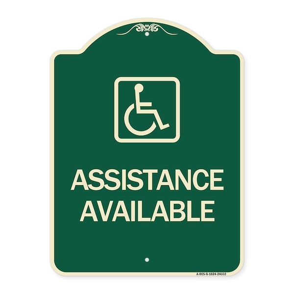 Assistance Available with HandicapHeavy-Gauge Aluminum Architectural Sign, 24" x 18", G-1824-24332